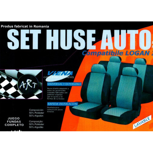 Huse auto compatibile Logan III  ACCES si ESENTIAL 2020->  hexagon cu gaurele negru/cusatura rosie