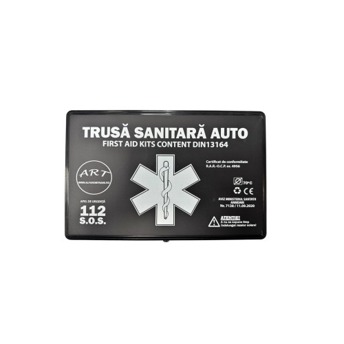 Trusa medicala auto de prim ajutor cutie plastic omologata RAR marca ART