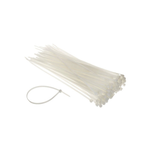 Set 100 coliere plastic albe 4.8x250 mm