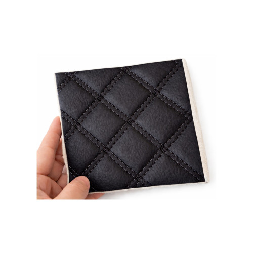 Material imitatie piele matlasata tapiterie romb negru cusatura neagra  auto si casa Cod: Y01NN