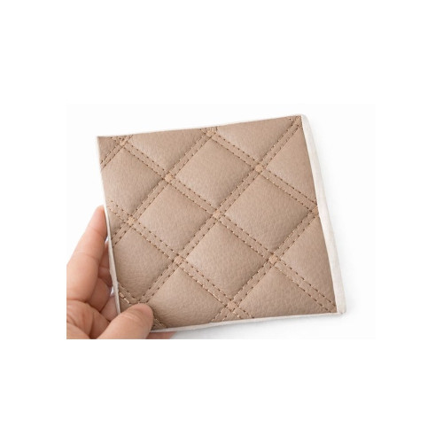Material imitatie piele matlasata tapiterie romb bej cusatura bej auto si casa Cod: Y01BB