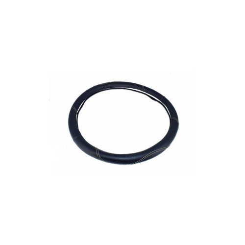 Husa volan  din imitatie de piele  marime M culoare negru cusatura gri deschis Cod: FX61