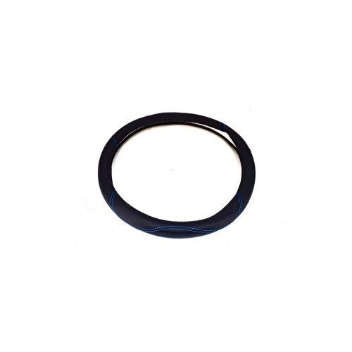 Husa volan  din imitatie de piele marime M culoare  negru cusatura albastra Cod: FX61