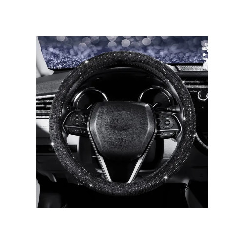 Husa volan auto imitatie piele marime M negru diamond Cod: FX96B