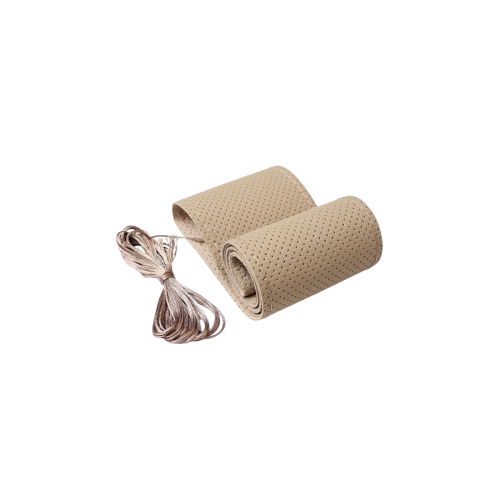 Husa volan piele cu gaurele  marimea M culoare Bej Cod: LUXA399