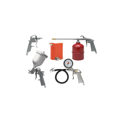 Kit vopsit 5 piese aer comprimat cu pistol vopsire, suflare, spalare, umflat si furtun Cod: 81638