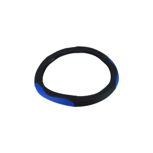 Husa volan auto din piele cu gaurele marime M negru cu albastru Cod: K436