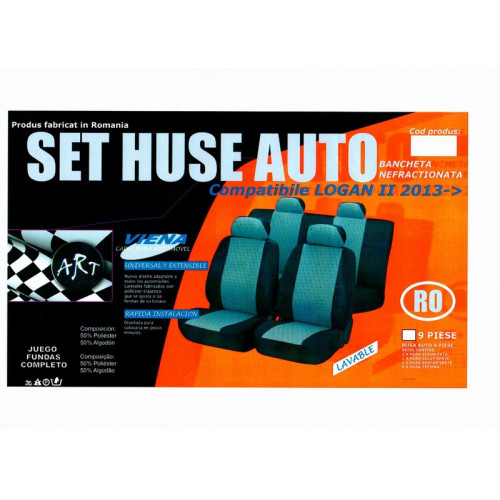 Husa auto compatibile Logan II 2013-2019 din 9 piese FRACTIONATE. Calitate Premium
