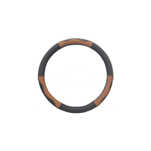 Husa volan auto din piele marime M negru cu maro Cod: K436