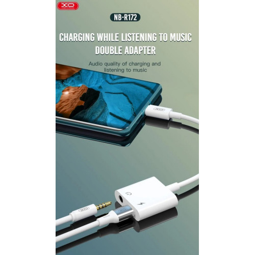Cablu adaptor 2 in 1: incarcare + jack 3,5mm compatibil Lighting (Iphone) COD:XO-NB-R172B