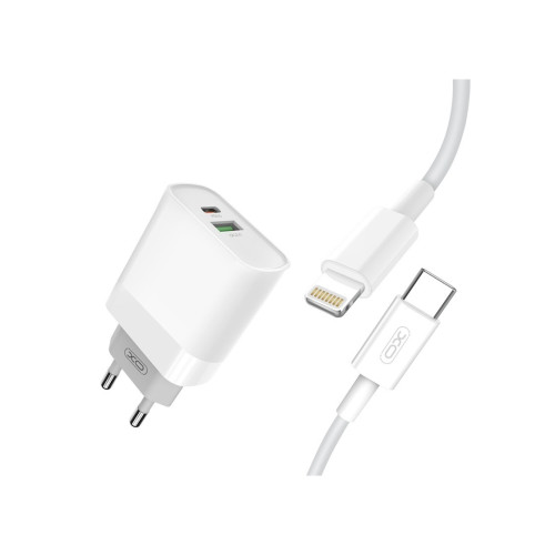 Incarcator retea USB/USB-C, Quick Charge QC3.0 20W cu cablu  compatibil Lighting (Iphone  ) Cod:XO-L64-NB113