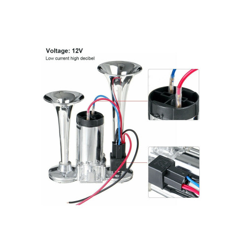 Claxon cu  2 goarne  si  compresor  12V  Cod: CA618